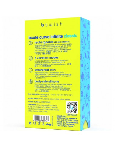B SWISH BCUTE CURVE INFINITE CLASSIC VIBRADOR RECARGABLE SILICONA AMARILLO