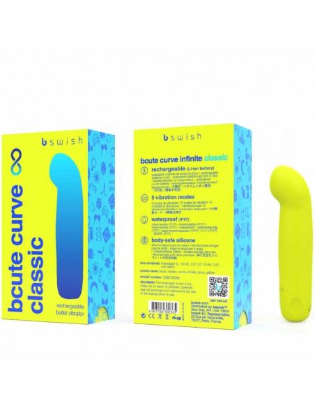 B SWISH BCUTE CURVE INFINITE CLASSIC VIBRADOR RECARGABLE SILICONA AMARILLO B SWISH BCUTE CURVE INFINITE CLASSIC VIBRADOR RECARGABLE SILICONA AMARILLO