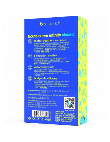 B SWISH BCUTE CURVE INFINITE CLASSIC VIBRADOR RECARGABLE SILICONA AZUL