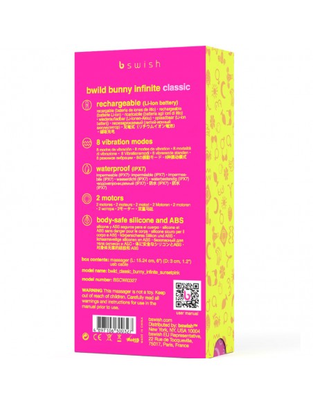 B SWISH BWILD BUNNY INFINITE CLASSIC VIBRADOR RECARGABLE SILICONA ROSA