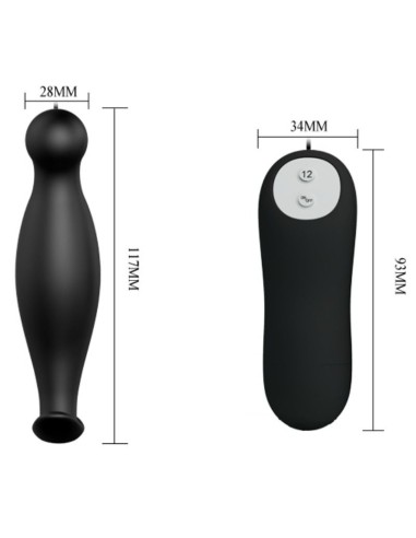 PRETTY LOVE PLUG ANAL SILICONA 12 MODOS VIBRACION NEGRO