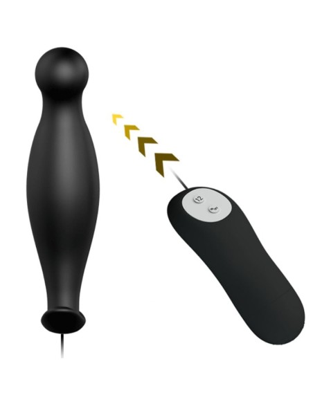 PRETTY LOVE PLUG ANAL SILICONA 12 MODOS VIBRACION NEGRO