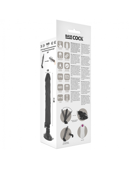 BASECOCK VIBRADOR REALISTICO CONTROL REMOTO NEGRO 21 CM BASECOCK VIBRADOR REALISTICO CONTROL REMOTO NEGRO 21 CM