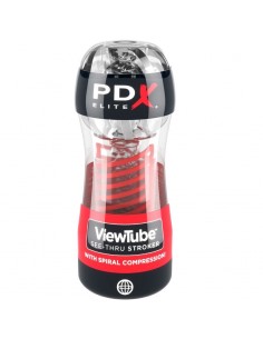 PDX ELITE MASTURBADOR STROKER VIEWTUBE 2 COMPRESION ESPIRAL TRANSPARENTE