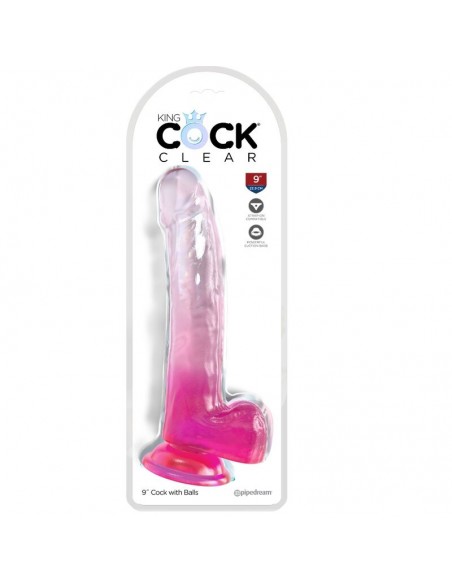 KING COCK CLEAR DILDO CON TESTICULOS 203 CM ROSA