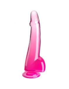 KING COCK CLEAR DILDO CON TESTICULOS 19 CM ROSA