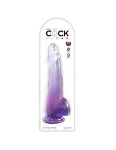 KING COCK CLEAR DILDO CON TESTICULOS 19 CM MORADO 2
