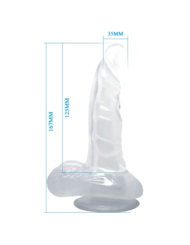 BAILE DILDO REALISTICO CON VENTOSA Y TESTICULOS 167 CM TRANSPARENTE