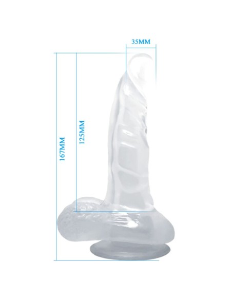 BAILE DILDO REALISTICO CON VENTOSA Y TESTICULOS 167 CM TRANSPARENTE
