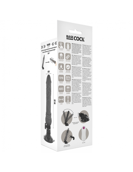 BASECOCK VIBRADOR REALISTICO CONTROL REMOTO NEGRO 195 CM BASECOCK VIBRADOR REALISTICO CONTROL REMOTO NEGRO 195 CM