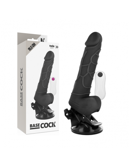 BASECOCK VIBRADOR REALISTICO CONTROL REMOTO NEGRO CON TESTICULOS 195CM