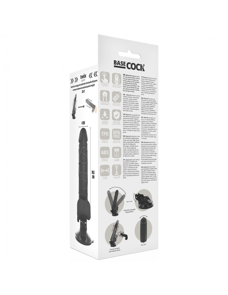 BASECOCK VIBRADOR REALISTICO CONTROL REMOTO NEGRO 185 CM