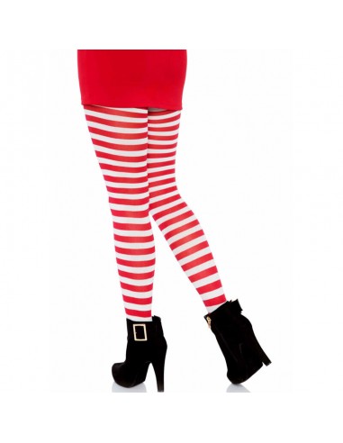 LEG AVENUE MEDIAS DE RAYAS BLANCO ROJO
