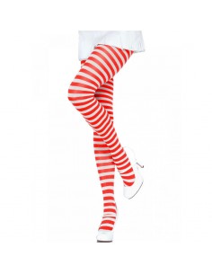 LEG AVENUE MEDIAS DE RAYAS BLANCO ROJO