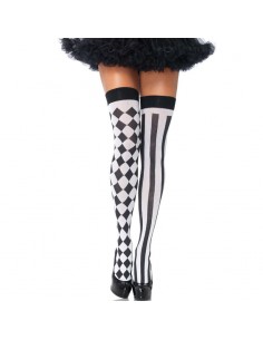 LEG AVENUE CALCETINES ALTOS ARLEQUIN NEGRO BLANCO