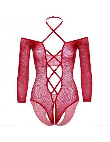 LEG AVENUE BODY CROTCHLESS CON BRILLO ROJO