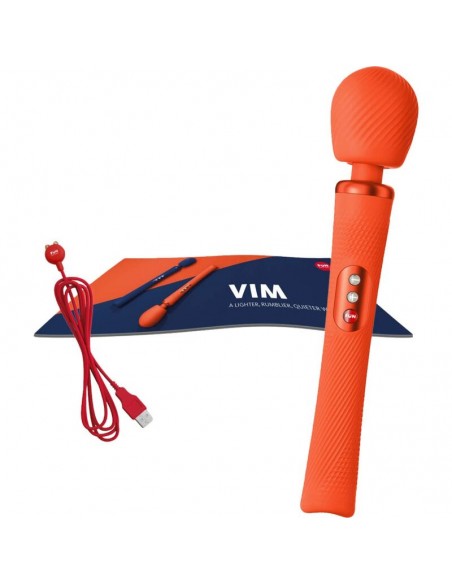 FUN FACTORY VIM WAND RUMBLE VIBRADOR RECARGABLE SILICONA NARANJA