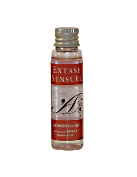 EXTASE SENSUEL ACEITE MASAJE EFECTO CALOR CON FEROMONAS FRUTA DE LA PASION VIAJE 35 ML