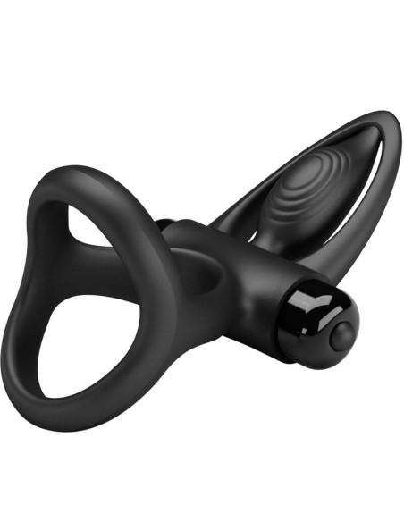 PRETTY LOVE ANILLO VIBRADOR 10 VIBRACIONES SILICONA NEGRO