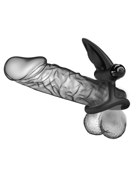 PRETTY LOVE ANILLO VIBRADOR 10 VIBRACIONES SILICONA NEGRO