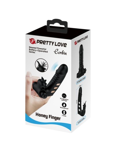 PRETTY LOVE CORBIN FUNDA DEDO VIBRADOR NEGRO