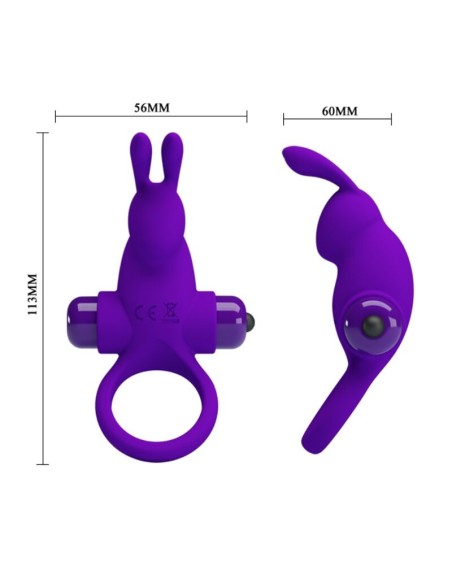 PRETTY LOVE ANILLO VIBRADOR I CONEJO PARA PENE MORADO