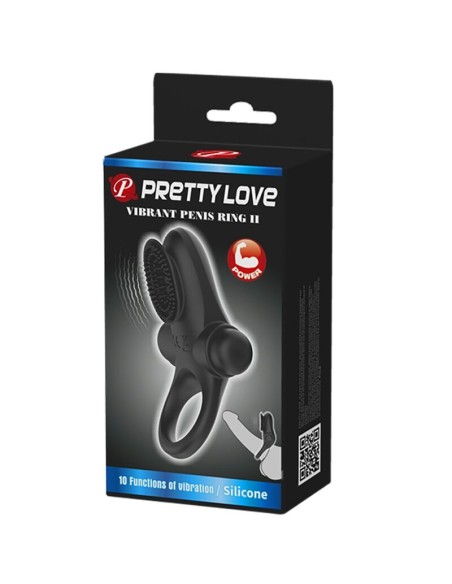 PRETTY LOVE ANILLO VIBRADOR II PARA PENE NEGRO