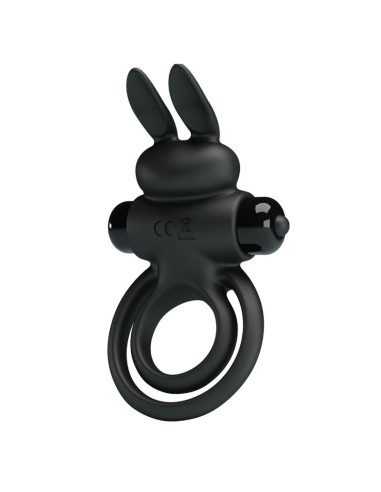 PRETTY LOVE ANILLO VIBRADOR III CONEJO PARA PENE NEGRO
