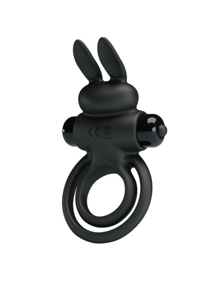 PRETTY LOVE ANILLO VIBRADOR III CONEJO PARA PENE NEGRO