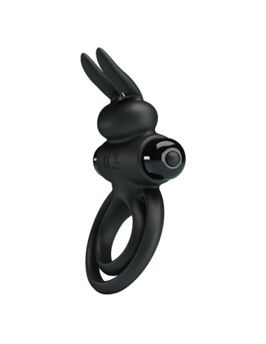 PRETTY LOVE ANILLO VIBRADOR III CONEJO PARA PENE NEGRO