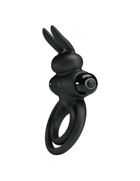 PRETTY LOVE ANILLO VIBRADOR III CONEJO PARA PENE NEGRO