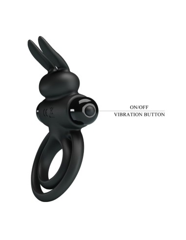 PRETTY LOVE ANILLO VIBRADOR III CONEJO PARA PENE NEGRO