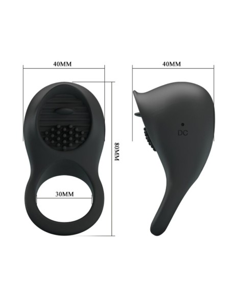 PRETTY LOVE ANILLO VIBRADOR PARA PENE CON LENGUA NEGRO