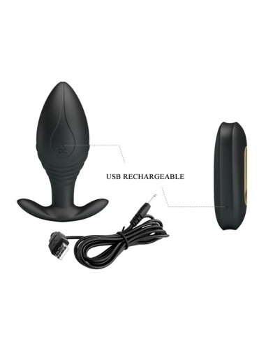 PRETTY LOVE REGINA PLUG ANAL VIBRADOR RECARGABLE NEGRO