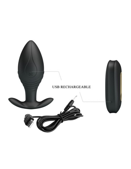 PRETTY LOVE REGINA PLUG ANAL VIBRADOR RECARGABLE NEGRO