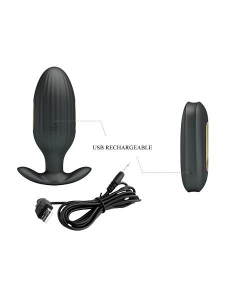PRETTY LOVE KELLY PLUG ANAL VIBRADOR RECARGABLE NEGRO