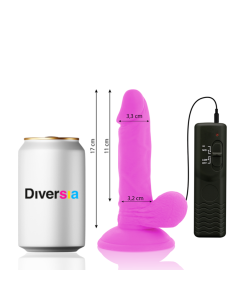 DIVERSIA DILDO FLEXIBLE CON VIBRACION 17 CM MORADO