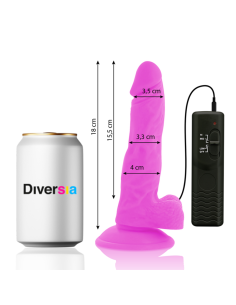 DIVERSIA DILDO FLEXIBLE CON VIBRACION 18 CM LILA