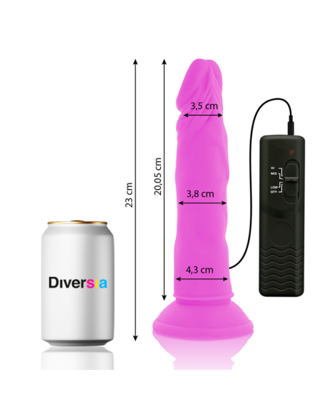 DIVERSIA DILDO FLEXIBLE CON VIBRACION 23 CM LILA