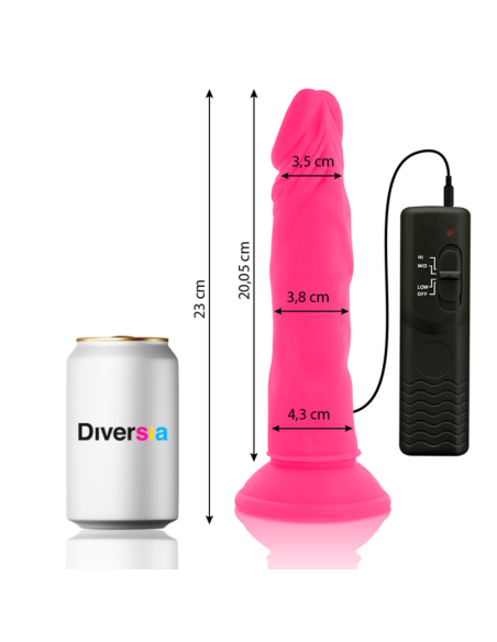 DIVERSIA DILDO FLEXIBLE CON VIBRACION 23 CM ROSA