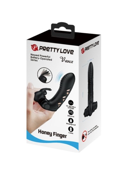 PRETTY LOVE VANCE FUNDA DEDO VIBRADOR CONEJO NEGRO