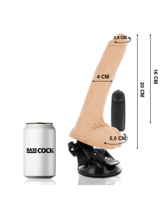 BASECOCK VIBRADOR REALISTICO CONTROL REMOTO NATURAL CON TESTICULOS 20 CM