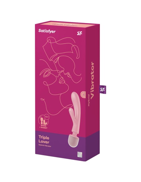 SATISFYER TRIPLE LOVER MASAJEADOR VIBRADOR RABBIT ROSA