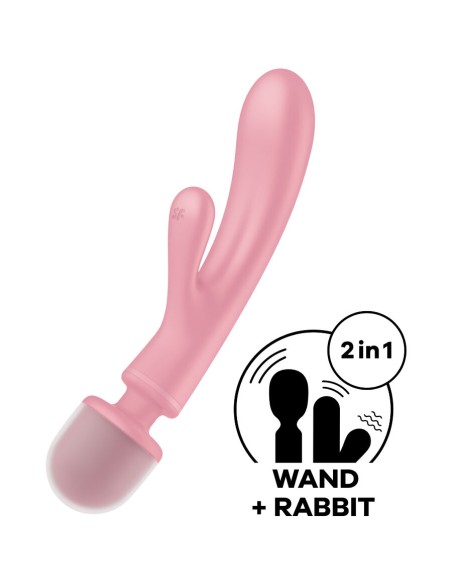 SATISFYER TRIPLE LOVER MASAJEADOR VIBRADOR RABBIT ROSA