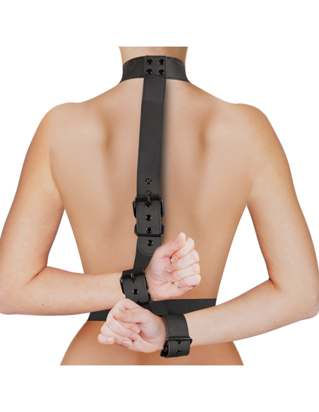 FETISH SUBMISSIVE BONDAGE CONJUNTO DE SUJECION PARA EL CUERPO DE CUELLO Y MUNEQUERAS