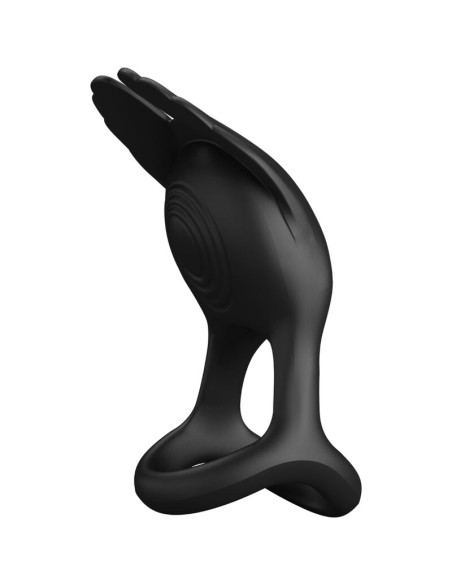 PRETTY LOVE ANILLO VIBRADOR SILAS 7 VIBRACIONES SILICONA NEGRO
