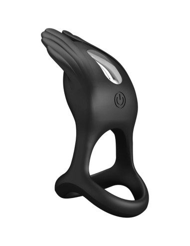 PRETTY LOVE ANILLO VIBRADOR SILAS 7 VIBRACIONES SILICONA NEGRO