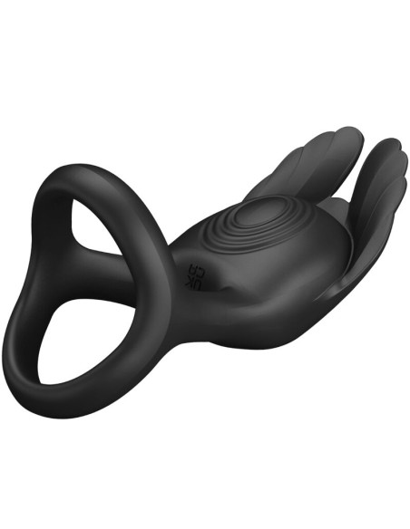 PRETTY LOVE ANILLO VIBRADOR SILAS 7 VIBRACIONES SILICONA NEGRO