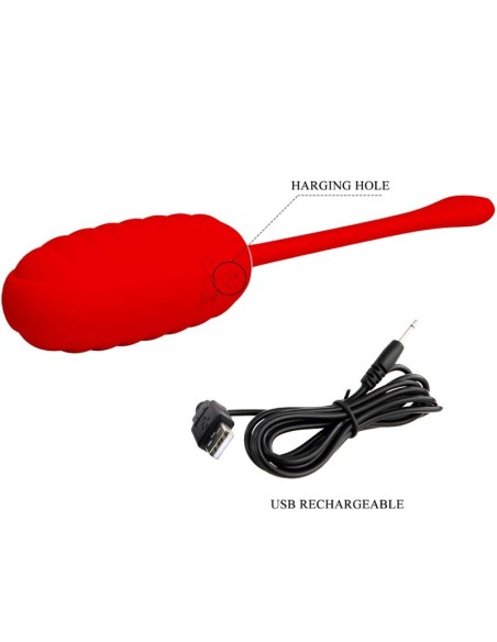 PRETTY LOVE KIRK HUEVO VIBRADOR RECARGABLE ROJO