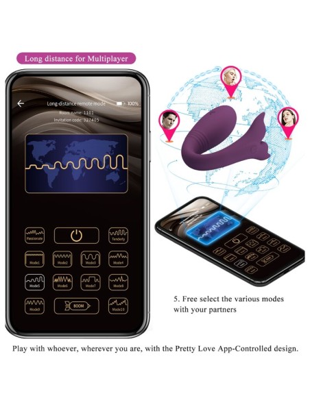PRETTY LOVE JAYLEEN VIBRADOR APP CONTROL REMOTO LILA